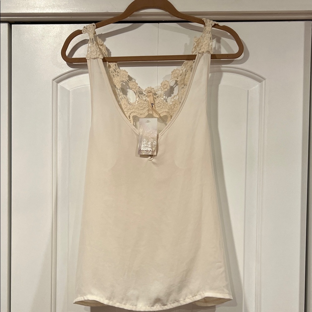 Lovemarks cream crochet camisole tank medium